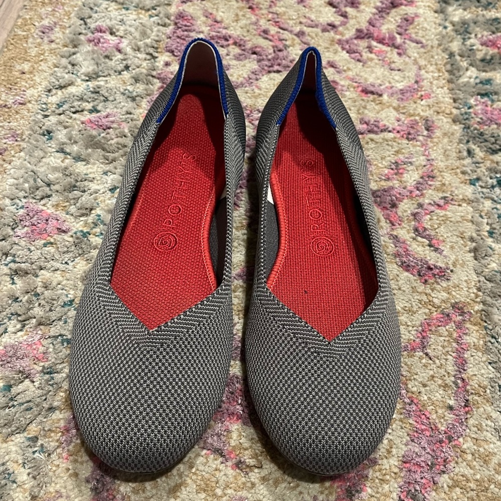 Rothy’s The Flat Charcoal Gray Slip On Ballet Flats Shoes Women's Size 10